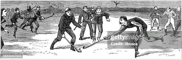 british satire caricature comic cartoon illustration - hockey stick stock illustrations