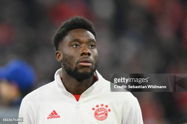 Alphonso Davies of FC Bayern München looks on during the UEFA Champions League match between FC Bayern München and F.C. Copenhagen at Allianz Arena...