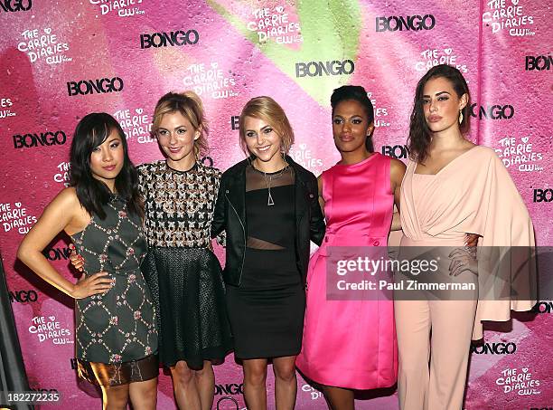 Ellen Wong, Lindsey Gort, AnnaSophia Robb, Freema Agyman and Chloe Bridges attend "The Carrie Diaries" Season Two Premiere Party at Gansevoort Park...