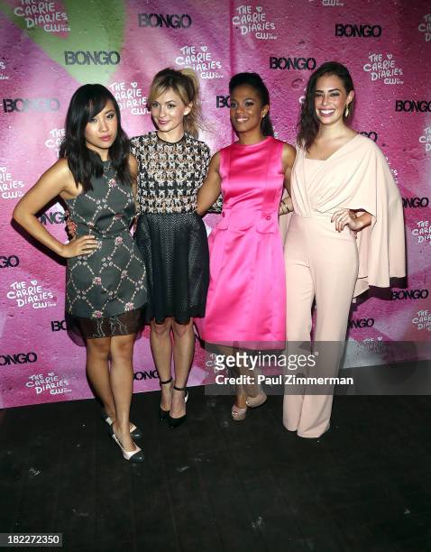 Ellen Wong, Lindsey Gort, Freema Agyman and Chloe Bridges attend "The Carrie Diaries" Season Two Premiere Party at Gansevoort Park Avenue on...