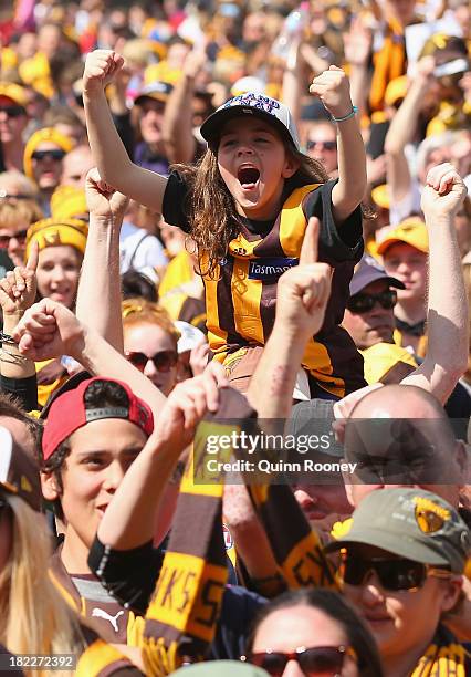 Big crowd turns out at the Hawthorn Hawks Fan Day at Glenferrie Oval on September 29, 2013 in Melbourne, Australia. The Hawks beat the Fremantle...