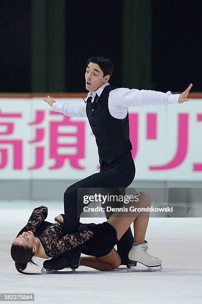 Alisa Agafonova and Alper Ucar of Turkey compete in the Ice Dance Free Dance competition during day three of the ISU Nebelhorn Trophy at...