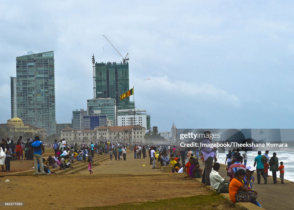 Locals at Galle Face Beach