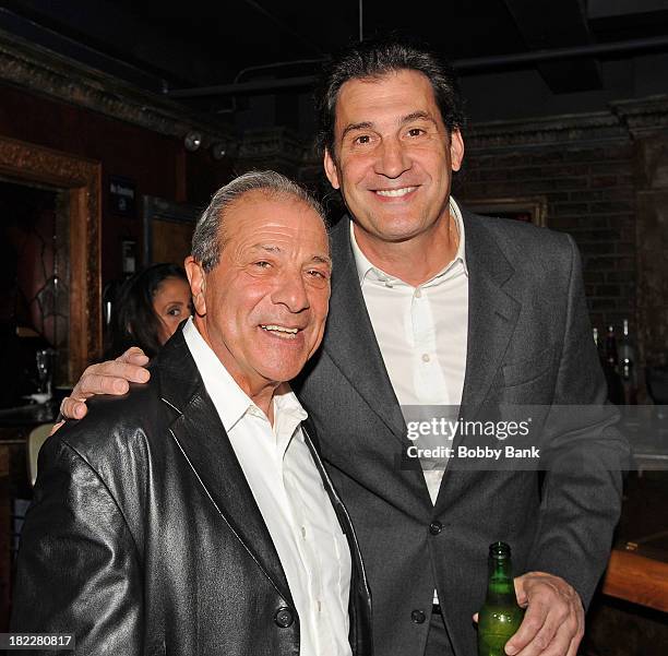 Robert Funaro and Dan Grimaldi backstage at The Cutting Room on September 28, 2013 in New York City.