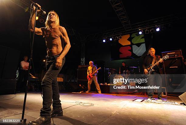 Iggy Pop, Mike Watt, Scott Asheton, and James Williamsonof Iggy and the Stooges perform as part of C2SV Music Festival Day Three at St. James Park on...