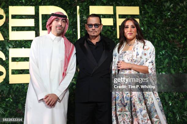 Ceo of the Red Sea International Film Festival Mohammed Al Turki, Johnny Depp and Chairwoman of the Red Sea International Film Festival Jomana...