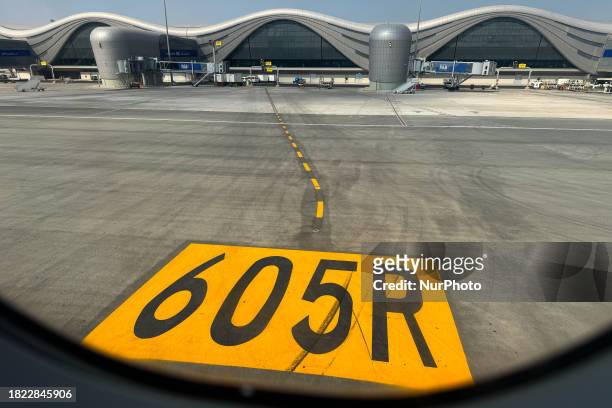 View of the terminal at Abu Dhabi International Airport Abu Dhabi, United Arab Emirates on December 2, 2023.
