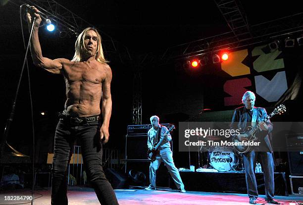 Iggy Pop, Mike Watt, Scott Asheton, and James Williamsonof Iggy and the Stooges perform as part of C2SV Music Festival Day Three at St. James Park on...