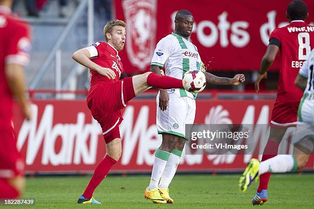 Rasmus Bengtsson of FC Twente, Genero Zeefuik of FC Groningen during the Dutch Eredivisie match between FC Twente and FC Groningen on September 29,...