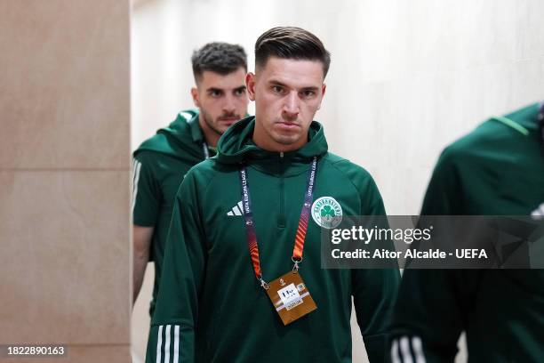 Benjamin Verbic of Panathinaikos FC arrives at the stadium prior to the UEFA Europa League 2023/24 match between Villarreal CF and Panathinaikos FC...