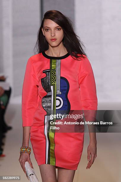 Model walks the runway during Andrew GN show as part of the Paris Fashion Week Womenswear Spring/Summer 2014 on September 29, 2013 in Paris, France.