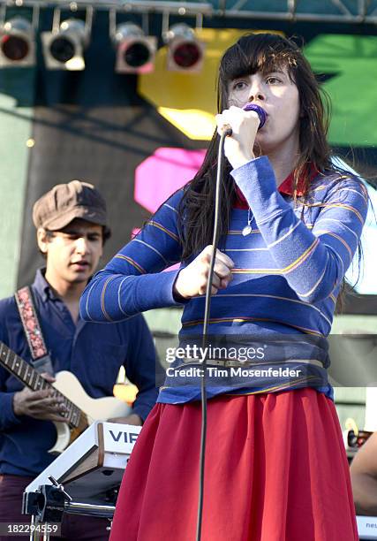 Omar Rodriguez-Lopez and Teri Gender Bender of Bosnian Rainbows perform as part of C2SV Music Festival Day Three at St. James Park on on September...