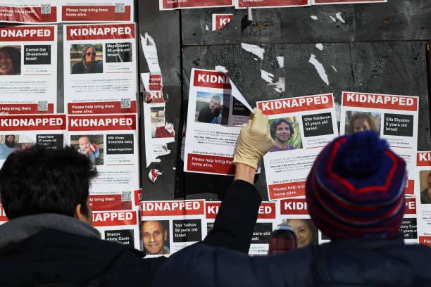 NY: Posters With Images Of Israeli Hostages Are Added To Manhattan Street Corner
