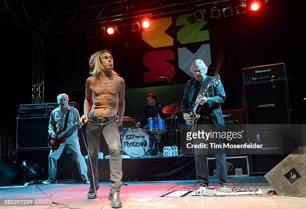 Mike Watt, Iggy Pop, Scott Asheton, and James Williamsonof Iggy and the Stooges perform as part of C2SV Music Festival Day Three at St. James Park on...