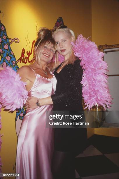 American fashion designer Betsey Johnson with her daughter, Lulu Johnson, at a launch for Betsey Johnson beauty products, 2002.