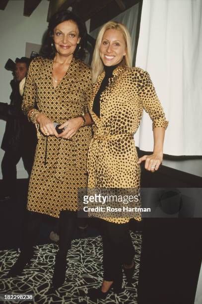 Belgian born American fashion designer Diane von Furstenberg with her daughter-in-law, Alexandra von Furstenberg, at the Diane von Furstenberg Spring...