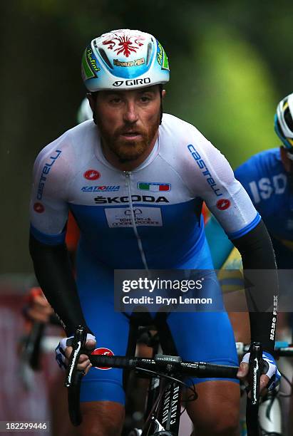 Luca Paolini of Italy in action during the Elite Men's Road Race, a 272km race from Lucca to Florence on September 29, 2013 in Florence, Italy.