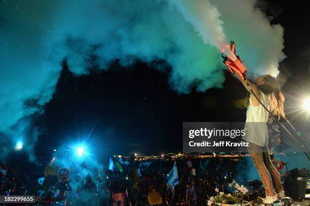 Chattahoochee Hills, GA Steve Aoki onstage at TomorrowWorld Electronic Music Festival on September 28, 2013 in Chattahoochee Hills, Georgia.