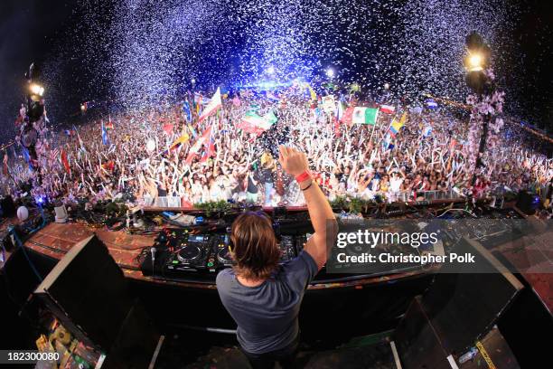 Chattahoochee Hills, GA Axwell spins onstage at TomorrowWorld Electronic Music Festival on September 28, 2013 in Chattahoochee Hills, Georgia.