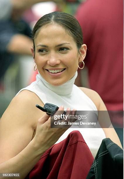 Jennifer Lopez during Jennifer Lopez on Location for Maid in Manhattan at Central Park in New York City, New York, United States.