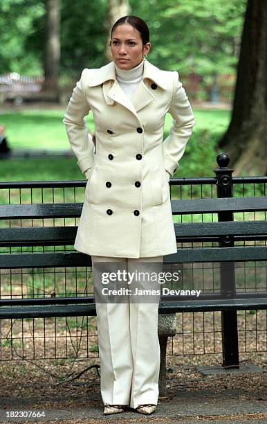 Jennifer Lopez during Jennifer Lopez on Location for Maid in Manhattan at Streets of New York City in New York City, New York, United States.