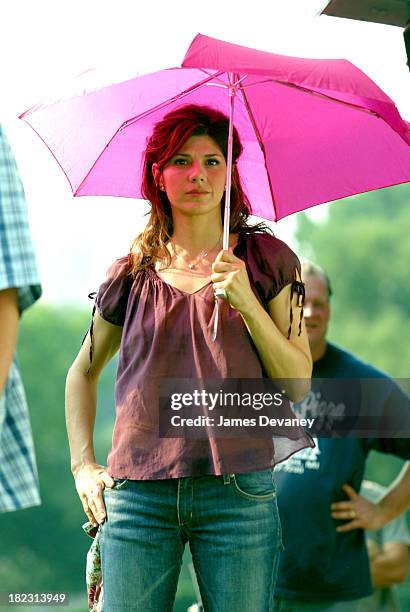 Marisa Tomei during Jack Nicholson, Adam Sandler, Marisa Tomei & Krista Allen On Location for Anger Management at Central Park in New York City, New...
