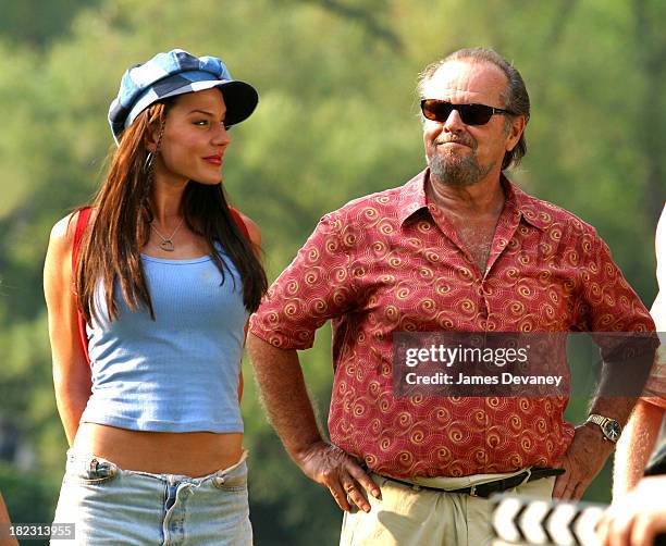 Krista Allen & Jack Nicholson during Jack Nicholson, Adam Sandler, Marisa Tomei & Krista Allen On Location for Anger Management at Central Park in...