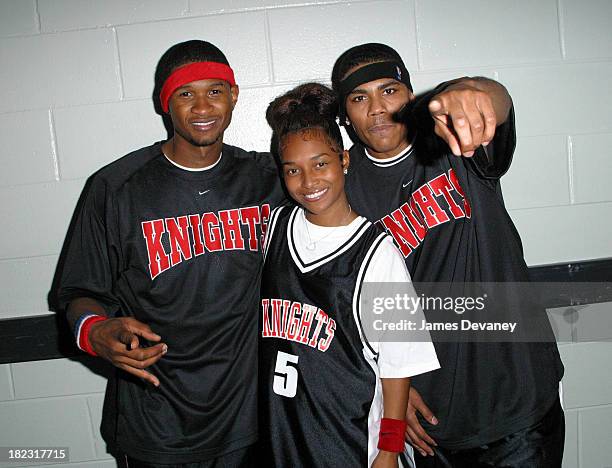 Usher, Chilli of TLC and Nelly during *NSYNC Challenge for the Children IV - Celebrity Basketball Game at TD Waterhouse Centre in Orlando, Florida,...
