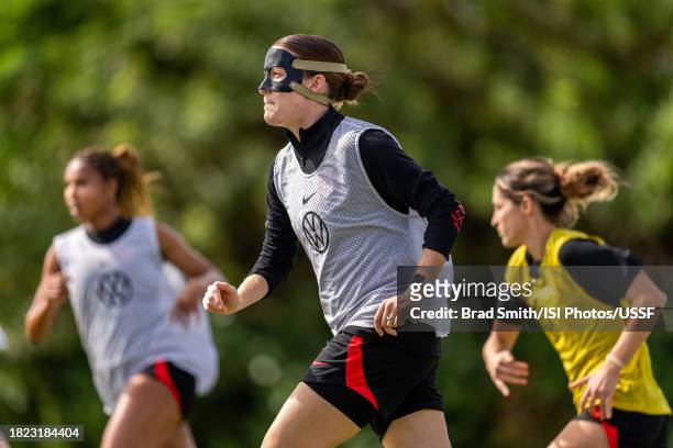 Tierna Davidson of the United States looks to the ball during USWNT training at Florida Blue Training Center on November 30, 2023 in Fort Lauderdale,...