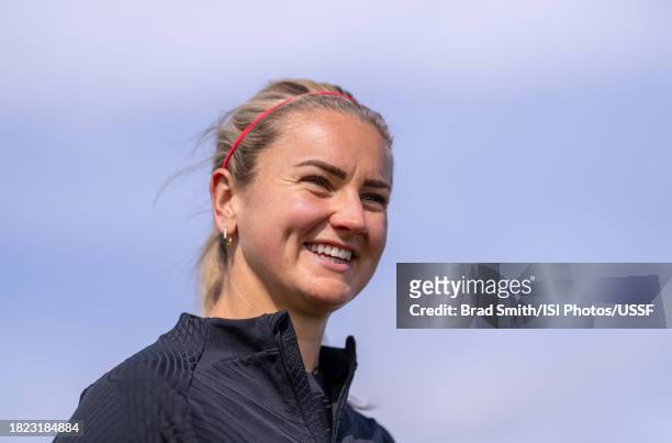Lindsey Horan of the United States warms up during USWNT training at Florida Blue Training Center on November 30, 2023 in Fort Lauderdale, Florida.