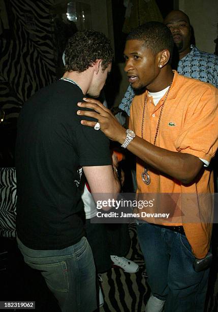 Justin Timberlake and Usher during *NSYNC Challenge for the Children IV - Closing Party at Planet Hollywood at Planet Hollywood in Orlando, Florida,...