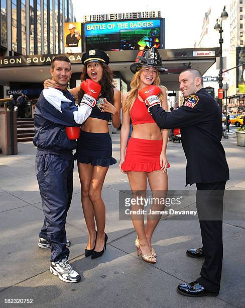 Lt. Ray Braine, Tarale Wulff, Annmarie Nitti and FDNY fireman Mike Reno promote Battle of the Badges boxing tournament between NYPD and FDNY at...
