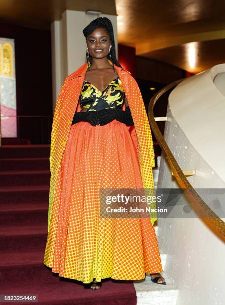 Denée Benton attends the "The Gilded Age" cast photo call at The Metropolitan Opera on November 30, 2023 in New York City.