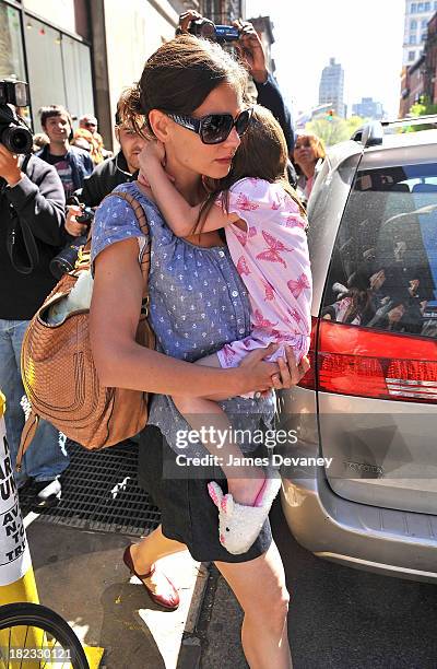 Katie Holmes and Suri Cruise seen walking around Union Square on April 10, 2010 in New York City.