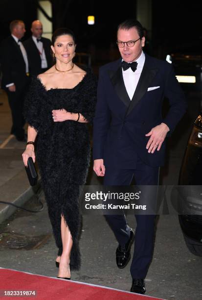 Crown Princess Victoria of Sweden and Prince Daniel of Sweden attend The Royal Variety Performance 2023 at Royal Albert Hall on November 30, 2023 in...