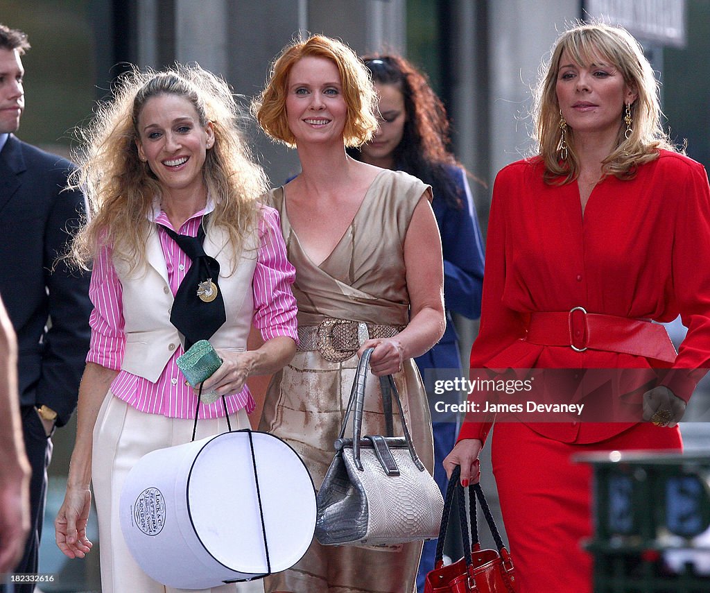 Kristin Davis, Sarah Jessica Parker, Cynthia Nixon and Kim Cattrall film Sex and the City: The Movie - September 21, 2007