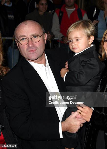 Phil Collins and son Nicholas during Brother Bear - New York Premiere at New Amsterdam Theatre in New York City, New York, United States.
