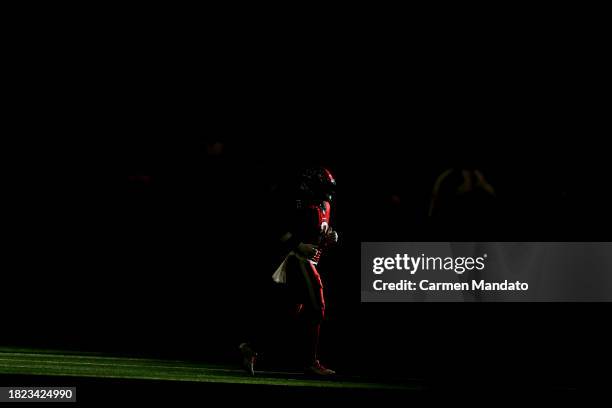 John Metchie III of the Houston Texans in action against the Jacksonville Jaguars at NRG Stadium on November 26, 2023 in Houston, Texas.