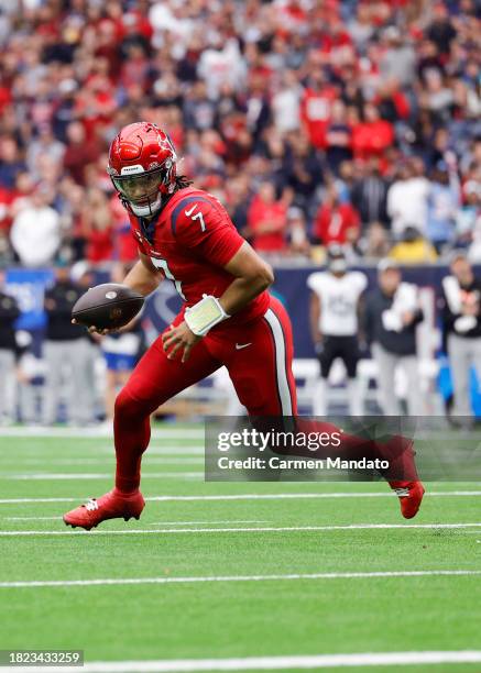 Stroud of the Houston Texans in action against the Jacksonville Jaguars at NRG Stadium on November 26, 2023 in Houston, Texas.