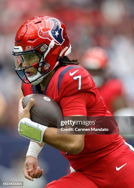 Stroud of the Houston Texans in action against the Jacksonville Jaguars at NRG Stadium on November 26, 2023 in Houston, Texas.