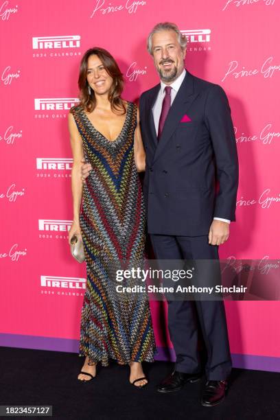 Ilaria Tronchetti Provera and Anselmo Guerrieri Gonzaga arrives at the unveiling of the 2024 Pirelli Calendar by Prince Gyasi at Magazine London on...