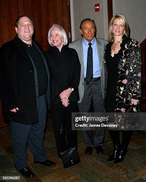 Harvey Weinstein & wife with Mike Wallace & guest during Anna Wintour and Harvey Weinstein Co-host Screening of Chicago at Tribeca Grand Hotel in New...