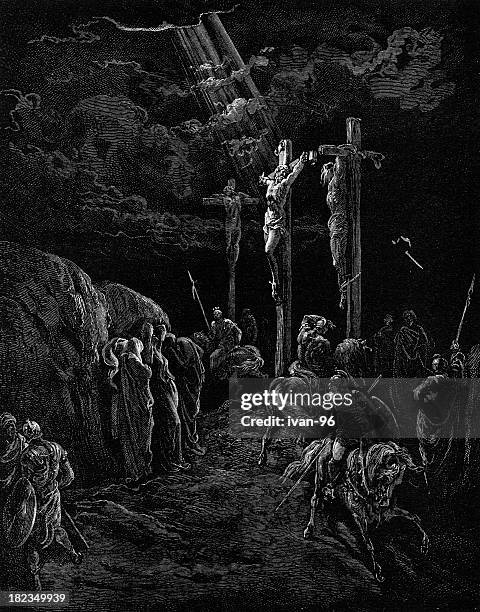 jesus cries out from the cross - gustave dore stock illustrations