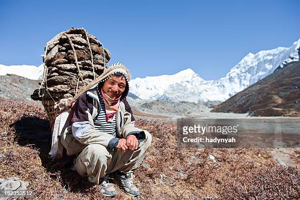 nepalêsname porter - parque nacional do monte everest imagens e fotografias de stock