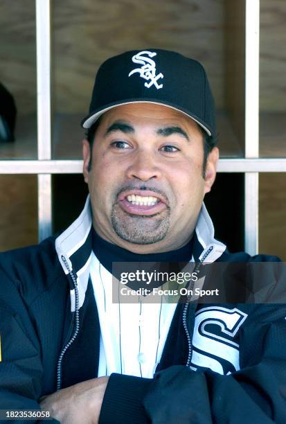 Manager Ozzie Guillen of the Chicago White Sox looks on smiling prior to the start of a Major League Baseball game against the Minnesota Twins on May...