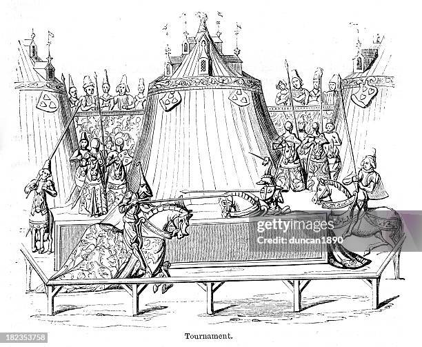 mittelalterliches turnier-turnier. - ritterturnier stock-grafiken, -clipart, -cartoons und -symbole