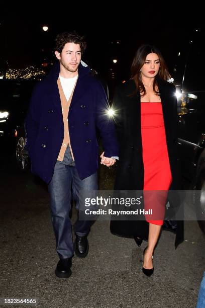 Nick Jonas and Priyanka Chopra are seen in Tribeca on November 30, 2023 in New York City.