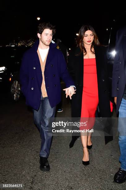 Nick Jonas and Priyanka Chopra are seen in Tribeca on November 30, 2023 in New York City.