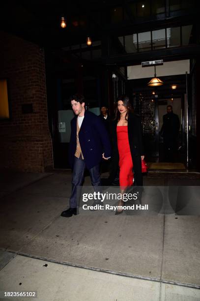 Nick Jonas and Priyanka Chopra are seen in Tribeca on November 30, 2023 in New York City.