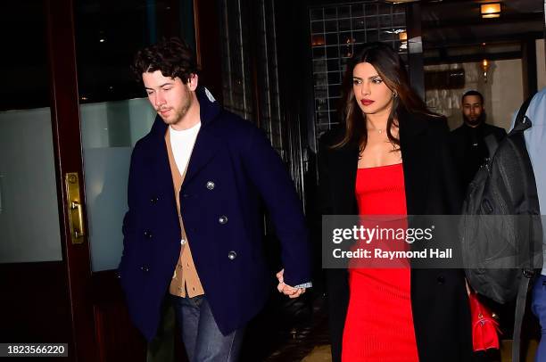 Nick Jonas and Priyanka Chopra are seen in Tribeca on November 30, 2023 in New York City.